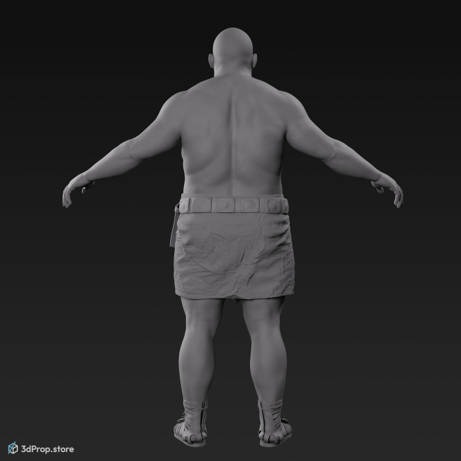 3D scan of a man in an A pose with base clothing from AD 30, Roman Empire, Europe.