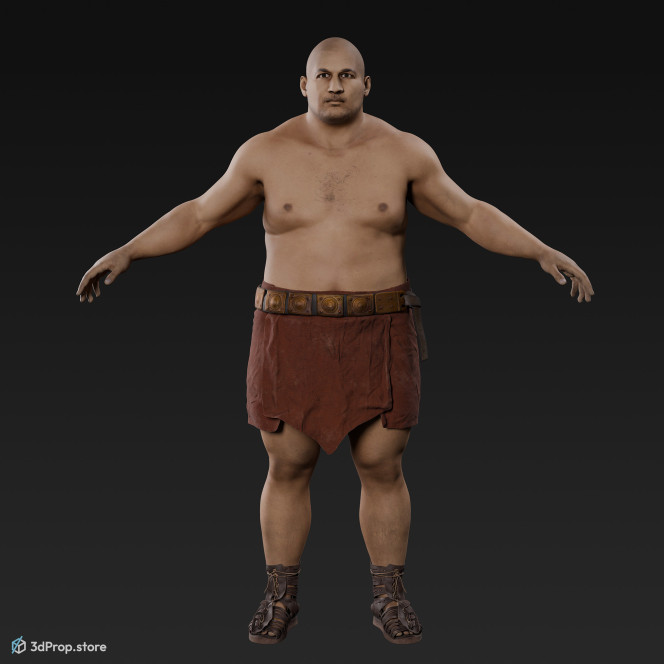 3D scan of a man in an A pose with base clothing from AD 30, Roman Empire, Europe.