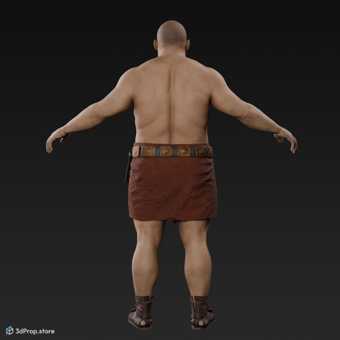 3D scan of a man in an A pose with base clothing from AD 30, Roman Empire, Europe.
