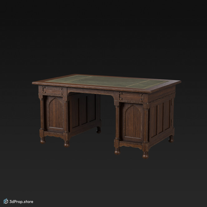 This is an original 3D model of a Mid-Century executive desk from 1950.
