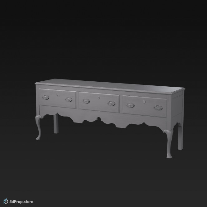 3d model of an oak dresser from the 1800s.
