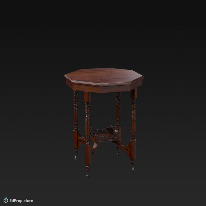 This is a 3D model of an edwardian octagonal table.