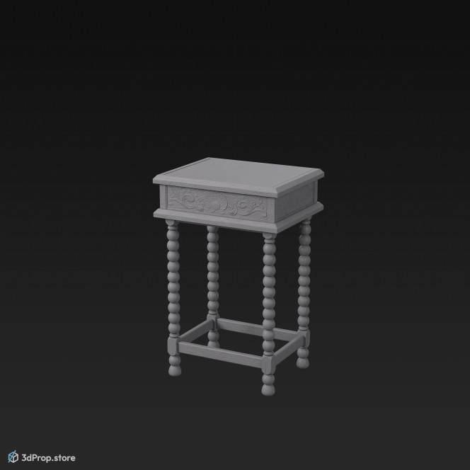 This is a 3D model of an antique sideboard.