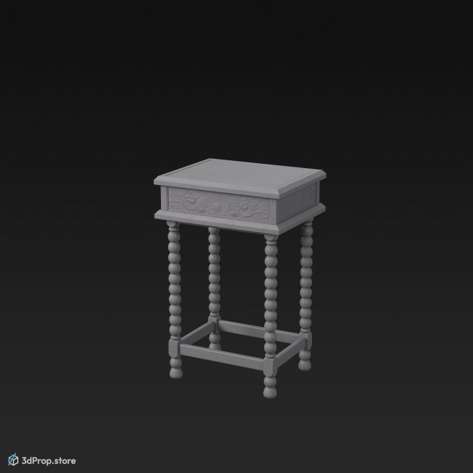 This is a 3D model of an antique sideboard.