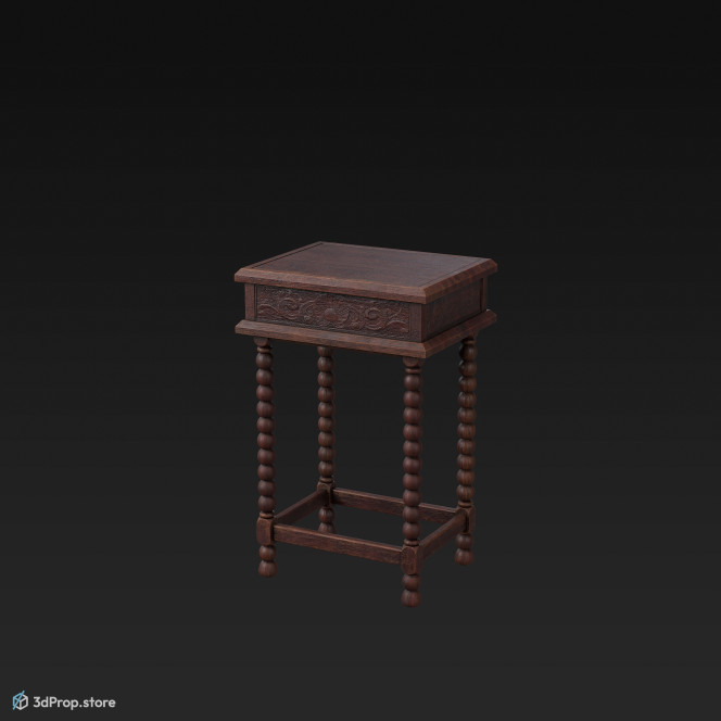 This is a 3D model of an antique sideboard.