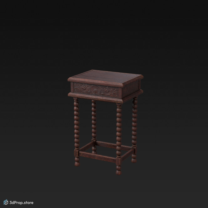 This is a 3D model of an antique sideboard.