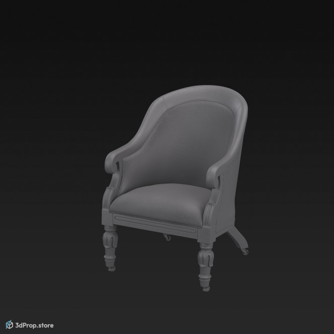 3D model of an antique tub chair.