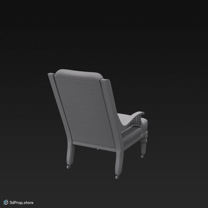 This is a 3D model of an antique armchair.