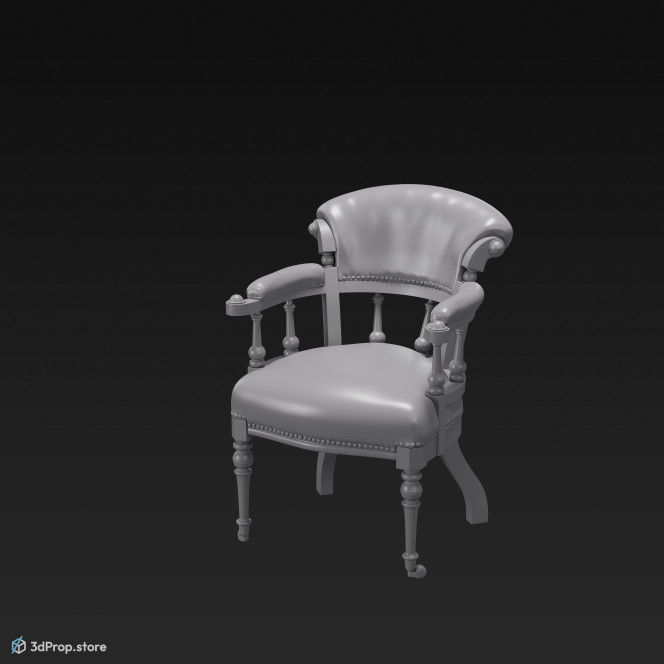 This is a 3D model of a victorian leather armchair from around 1870s.