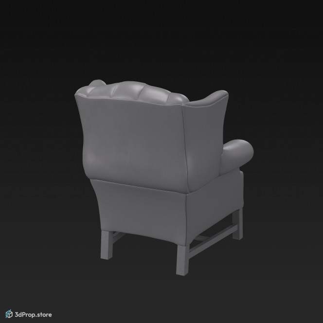 A 3d model of a chesterfield armchair from the United Kingdom from 1950
