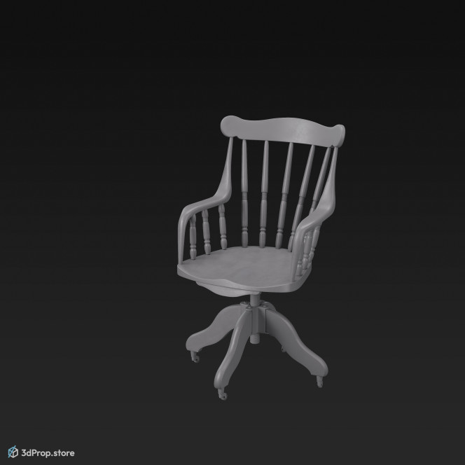 This is a 3D model of an edwardian swivel desk chair from 1910.