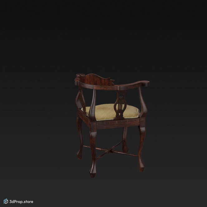 3D model of an edwardian corner chair from 1910.