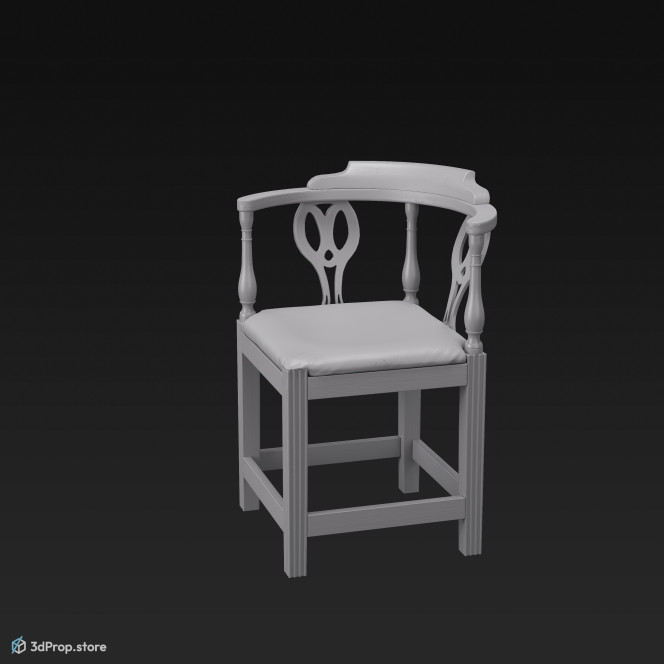 This is a 3D model of a corner chair from 1780.
