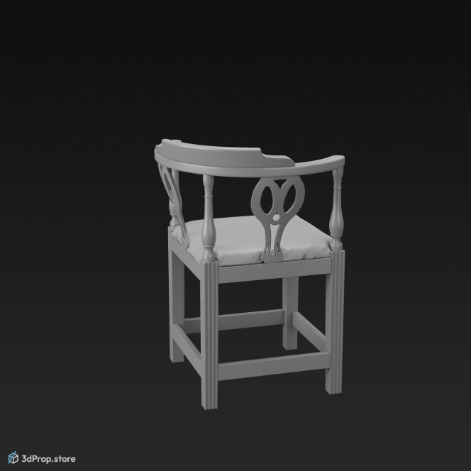 This is a 3D model of a corner chair from 1780.