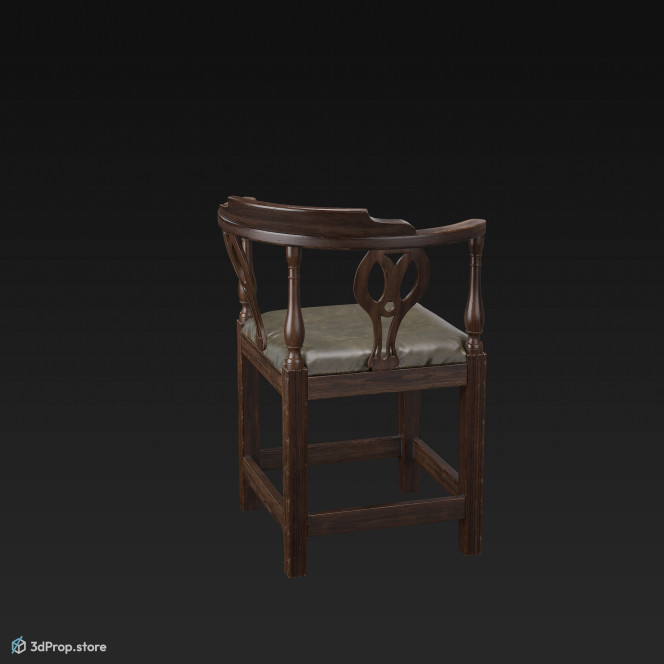 This is a 3D model of a corner chair from 1780.