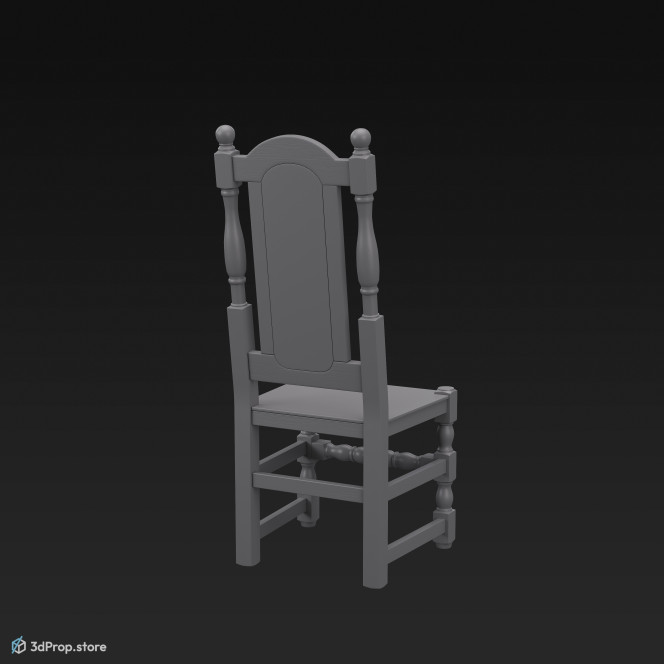 A 3D model of a William and Mary style chair.