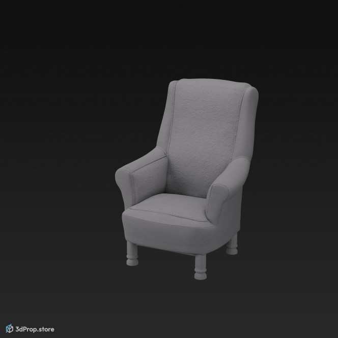 This is a 3D model of a victorian armchair from around 1890.