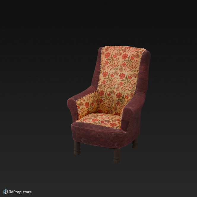 This is a 3D model of a victorian armchair from around 1890.