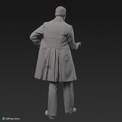 3d scan of an ellegant standing man clothed in 1870s West-Europen fashion suitable for middle class men.