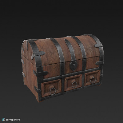 This is a 3D model, (3D scanned) of a wooden chest from the middle ages.