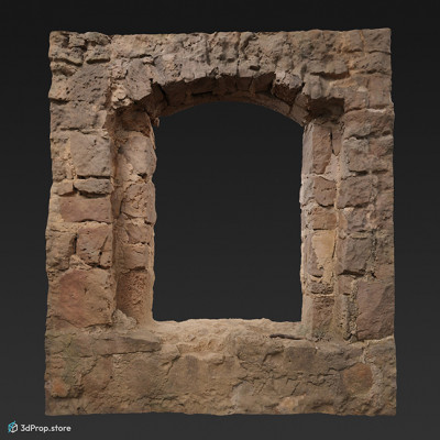 This 3d model is a modified 3D scan of a stone wall from the 1470s, with a window opening on it.