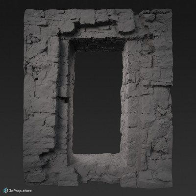 This 3d model is a modified 3D scan of a stone wall from the 1470s, with a door opening on it.