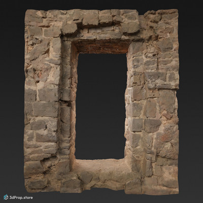This 3d model is a modified 3D scan of a stone wall from the 1470s, with a door opening on it.