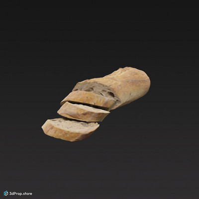3D scan of a half sliced baguette