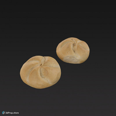 3D scan of 2 white bread rolls