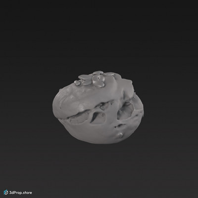 3D scan of a crumpet with pumpkin seed on its top.