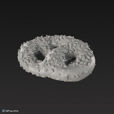 3D scan of a pretzel with sunflower seeds on it