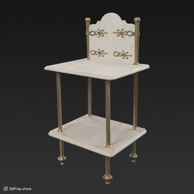3D scan of an elegant white marble nightstand from the turn of the 20th century, Europe.