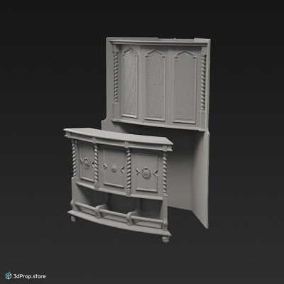 3D scan of a wooden bar counter from the early1900s Europe