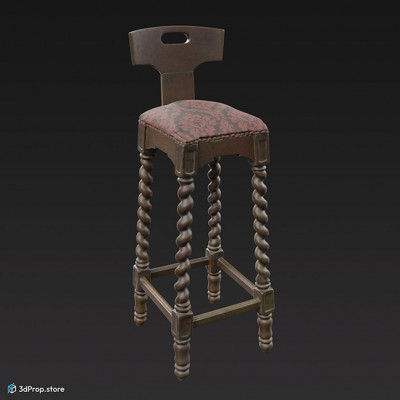 3D scan of a wooden bar stool from the1900s.