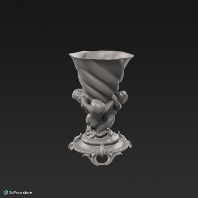 3D scan of a decorative serving bowl made in the 1900s to display sweet waffles and wafer tubes.