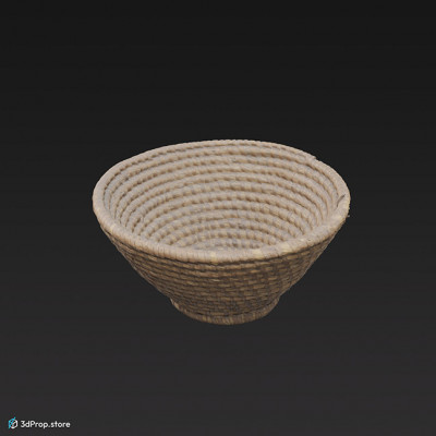 3D scan of a woven basket with narrow bottom and wide top