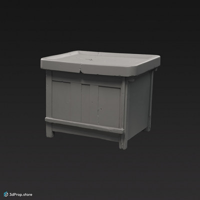 3D scan of a green pastry workbenc with marble top.