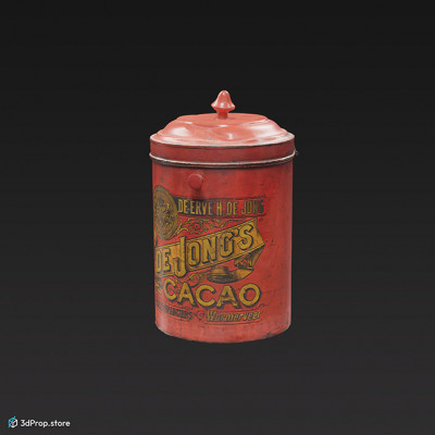 3D scan of a cylindrical metal box from the 1900s , used for storing cocoa