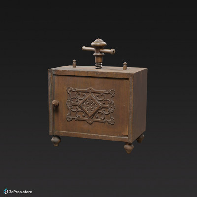 3d scan of a wooden napkin press from the 1900s europe.