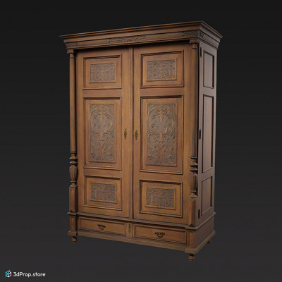 3D scan of a wooden wardrobe from the 1900s Europe