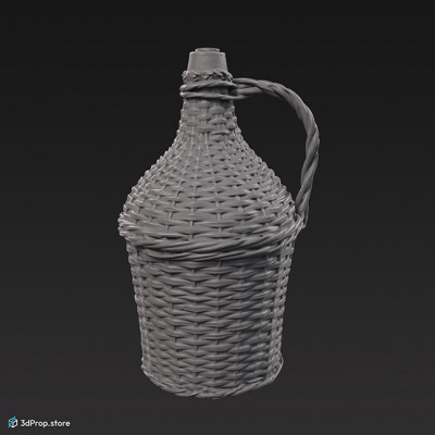 3D scan of a wicker wrapped glass jug