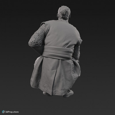 3D scan of a sitting Turkish horseman from the 1400s, Turkey, Middle Ages.