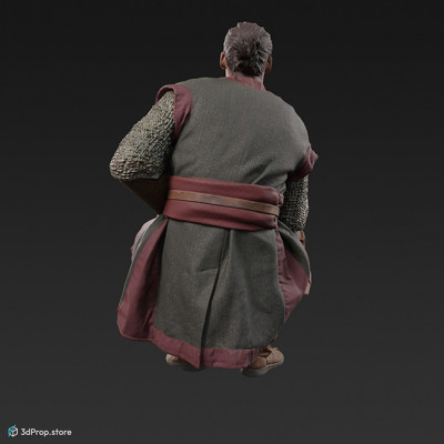 3D scan of a sitting Turkish horseman from the 1400s, Turkey, Middle Ages.