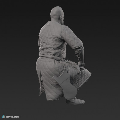 3D scan of a sitting Turkish archer from the 1400s, Turkey, Middle Ages.