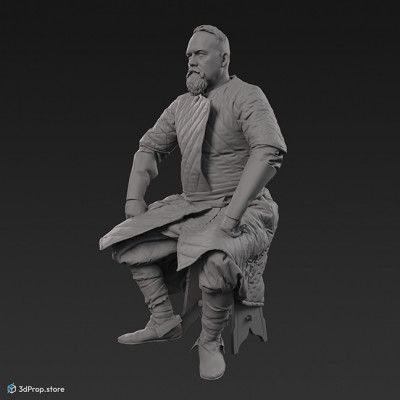 3D scan of a sitting Turkish archer from the 1400s, Turkey, Middle Ages.