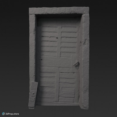A photogrammetry recorded 3D model of a wooden door.