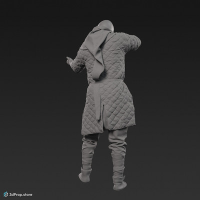 This is a 3D model, (3D scanned) of a medieval crossbowman in a pose for holding a crossbow, hands empty.