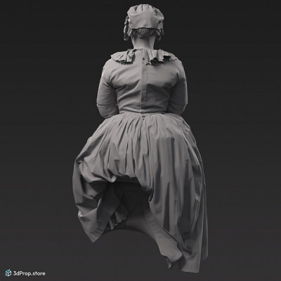 3D scan of a sitting woman in upper middle class  clothing from 1848.