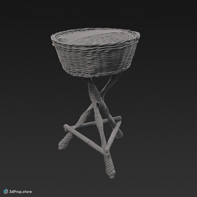 3D scan of a standing wicker basket.