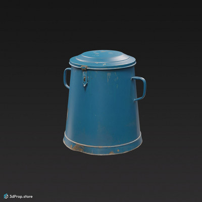 3D scan of a blue metal jar from the 1900s Europe